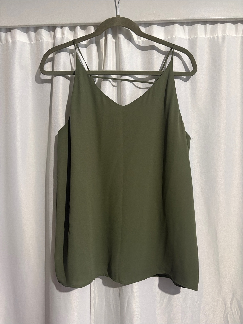 LOFT Olive Green V-Neck Spaghetti Strap Camisole